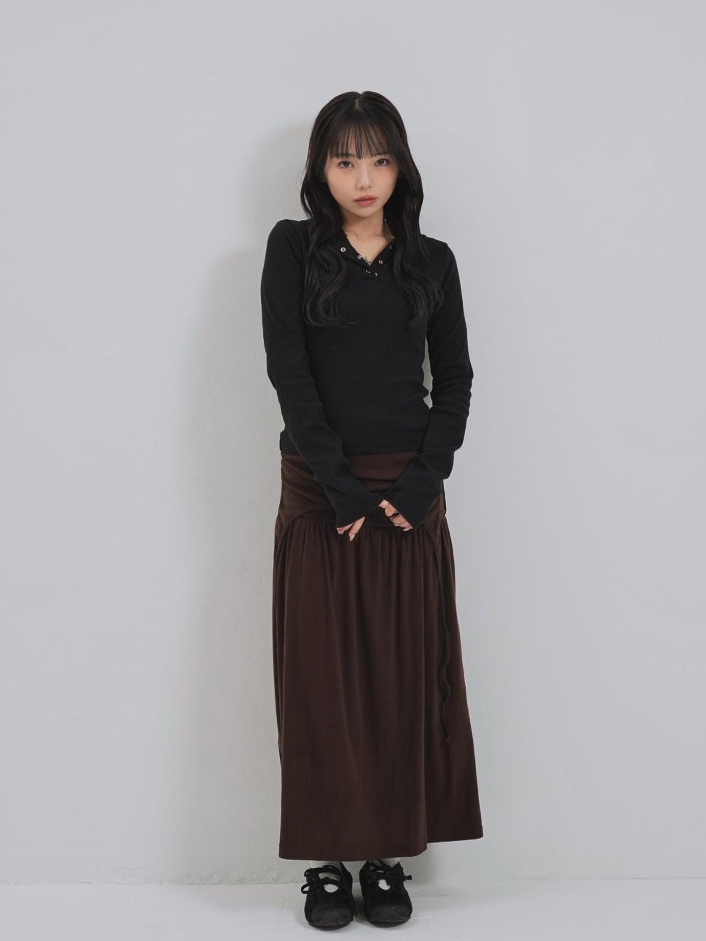 drape gathered long skirt