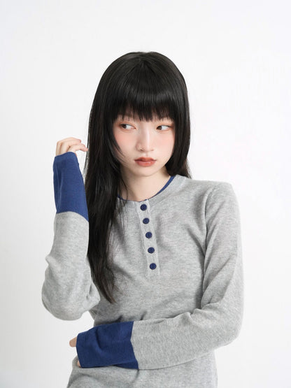 bicolor button round tops