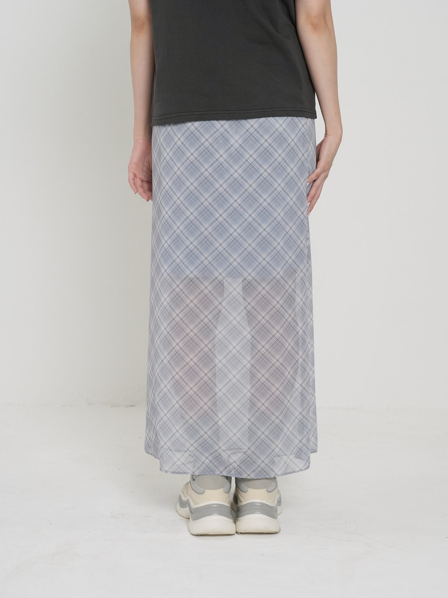 bias check sheer skirt