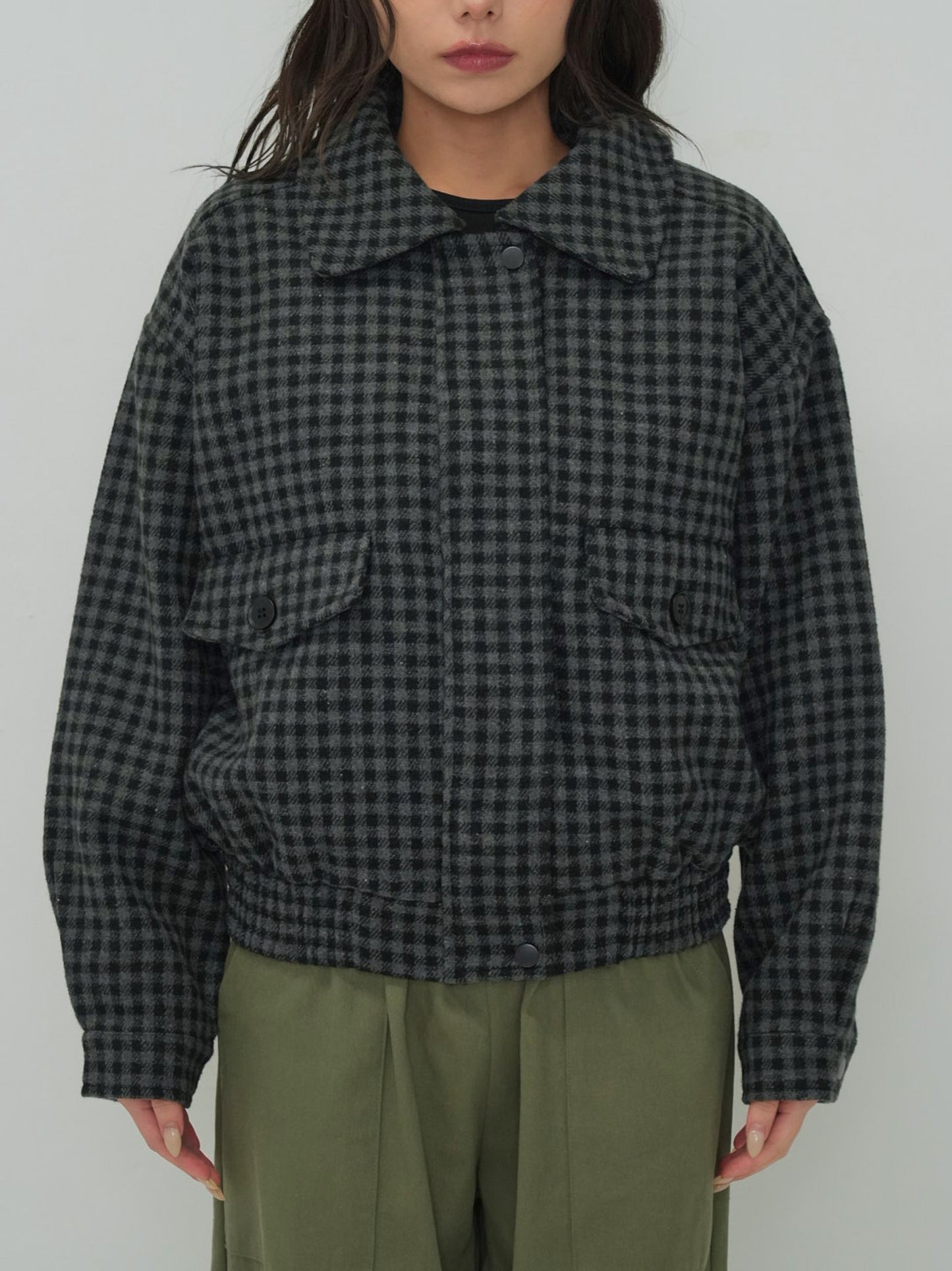 check pocket blouson