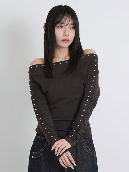 studs off shoulder tops