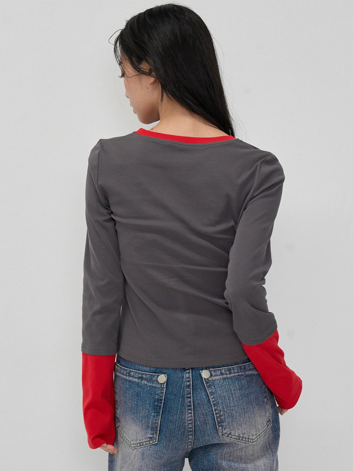 half button bicolor tops #3