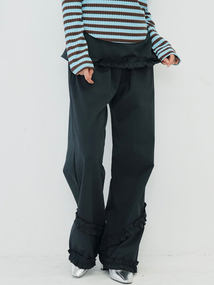 hem ruffle wrap pants