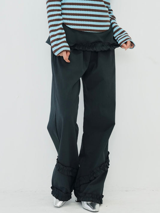hem ruffle wrap pants