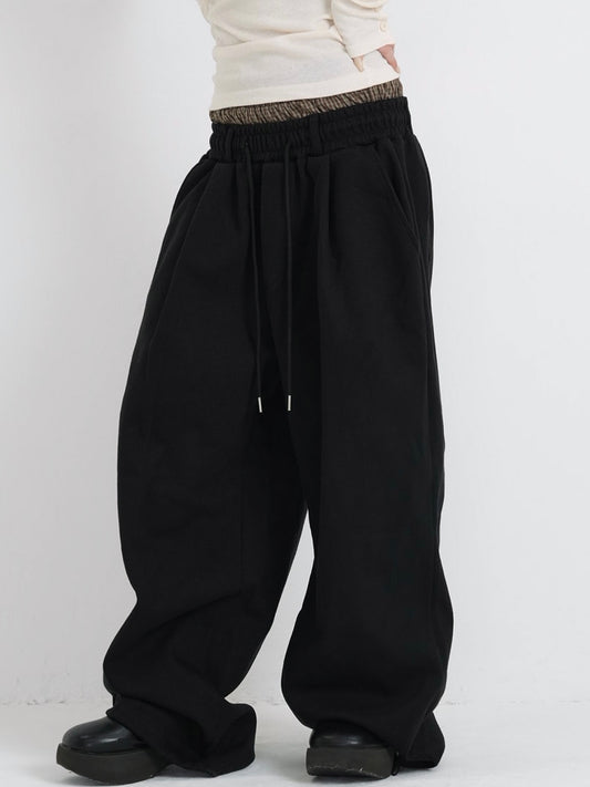 double layered wide pants
