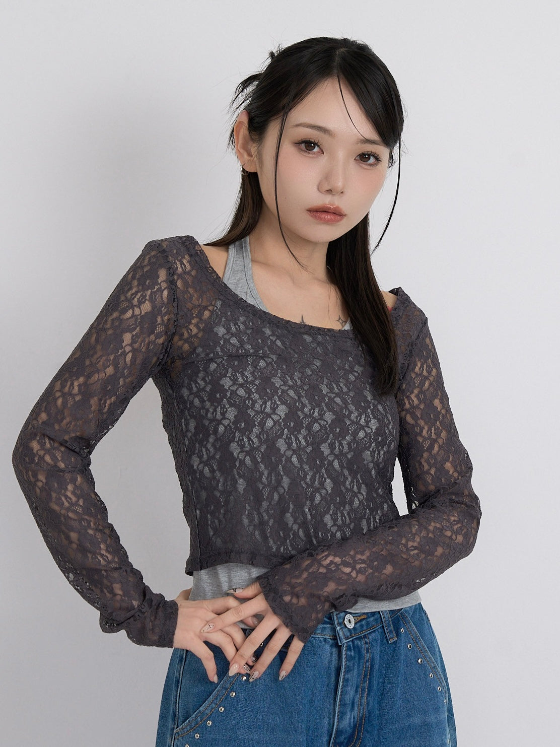 layered lace halter tops
