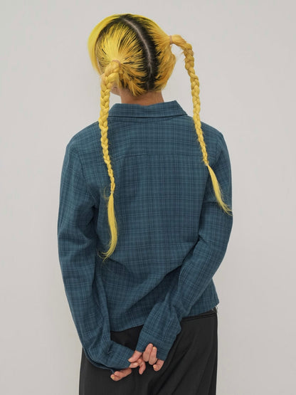 sleeve detail check shirt