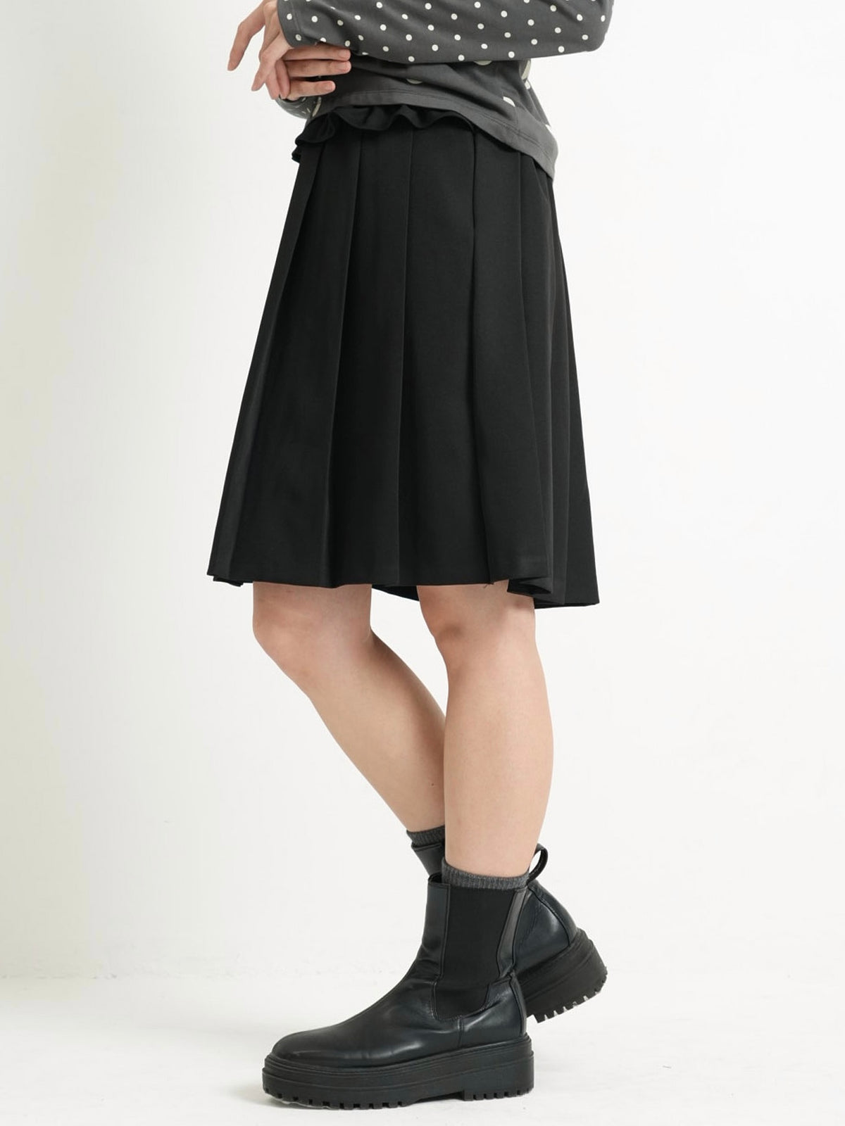 frill waist pleated skirt