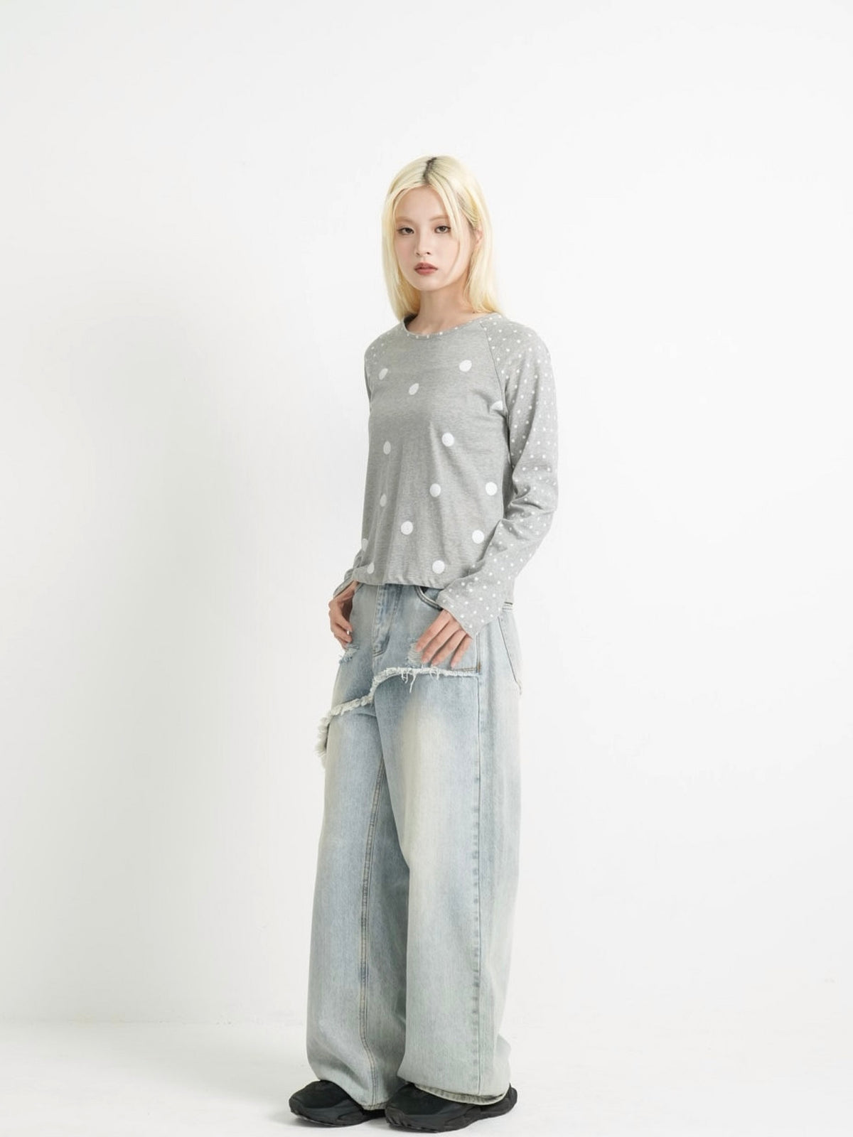 dot mix raglan tops