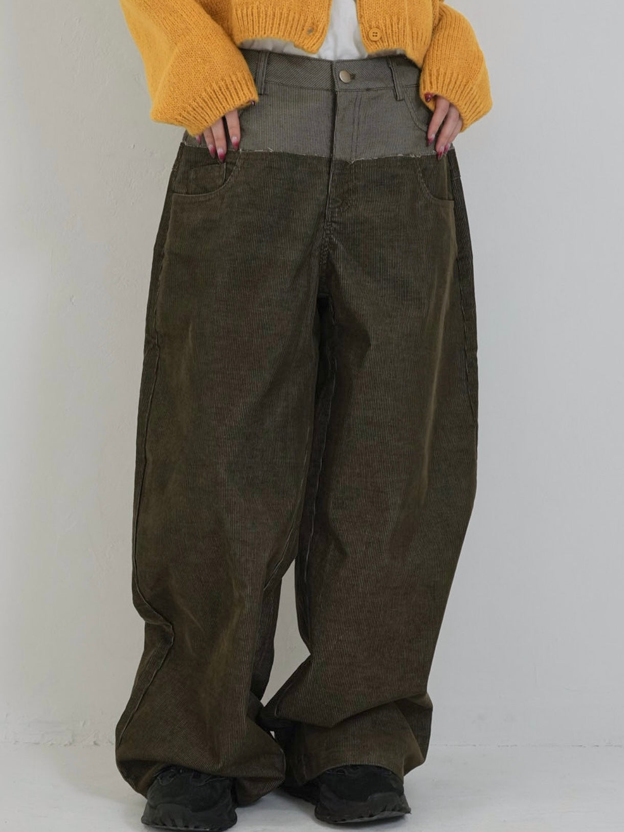 waist block corduroy pants