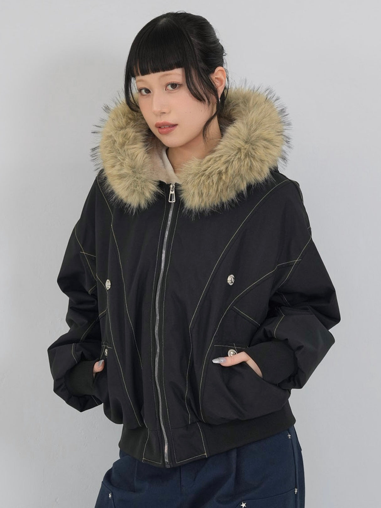 military fur hood jacket