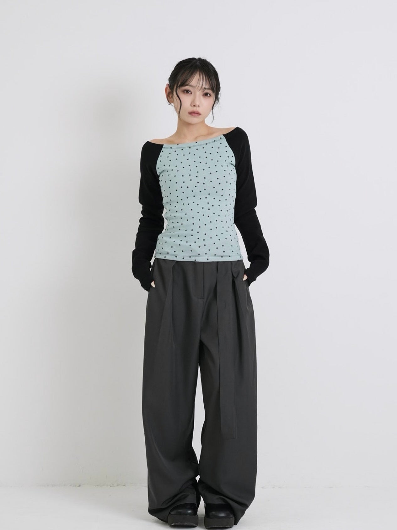 star dot raglan tops｜星ドット柄ラグランスリーブ｜通年・大人