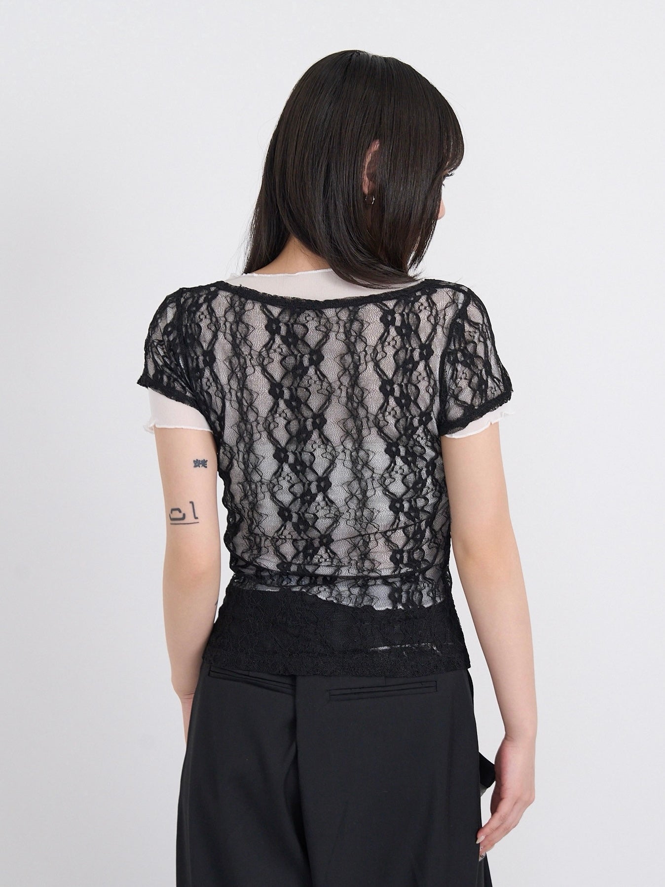 lace layered sheer tops