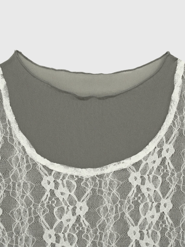 lace layered sheer tops