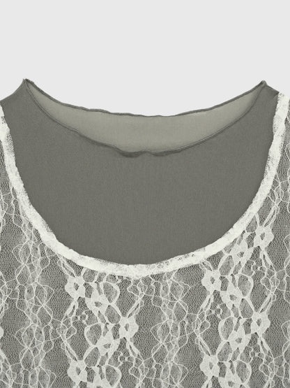 lace layered sheer tops