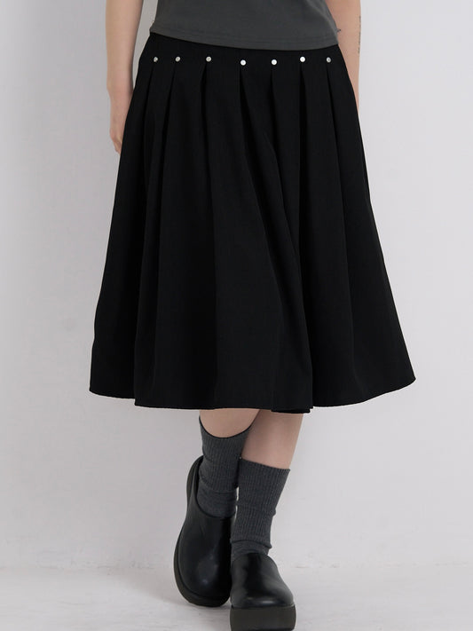 studs midi pleats skirt