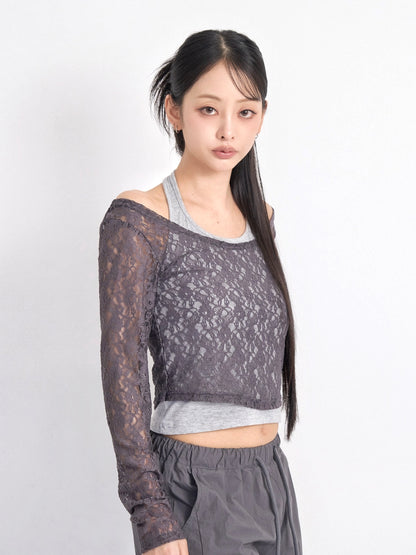 layered lace halter tops
