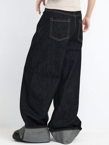 loose wide denim pants