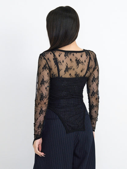 lace side cutout tops