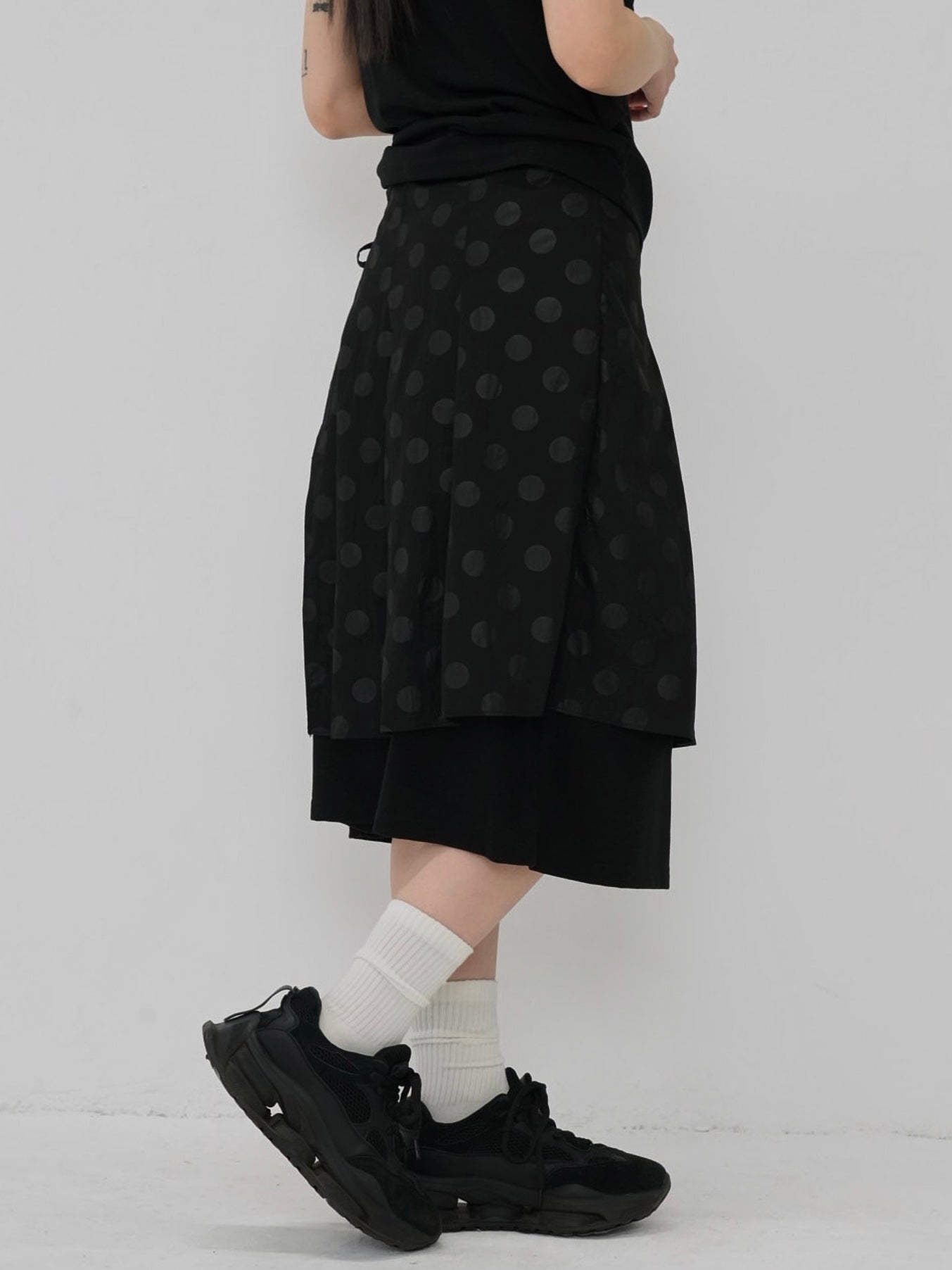 dot layered long skirt