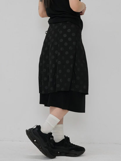 dot layered long skirt