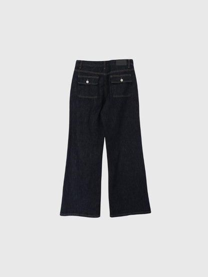button line bootcut denim pants