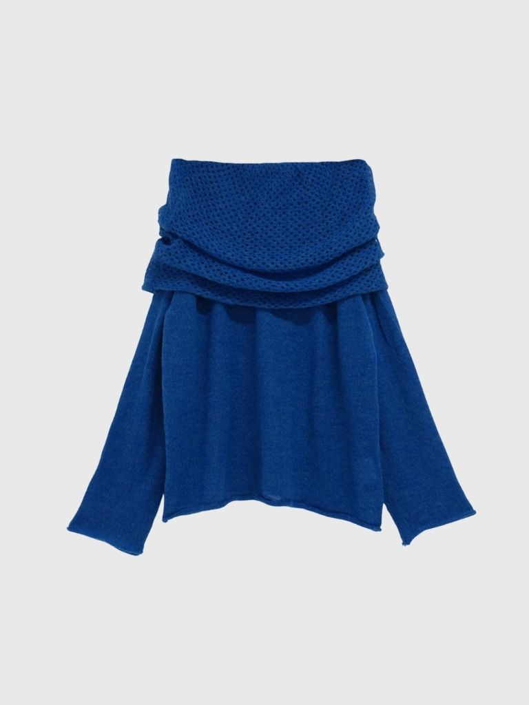 wool off shoulder knit