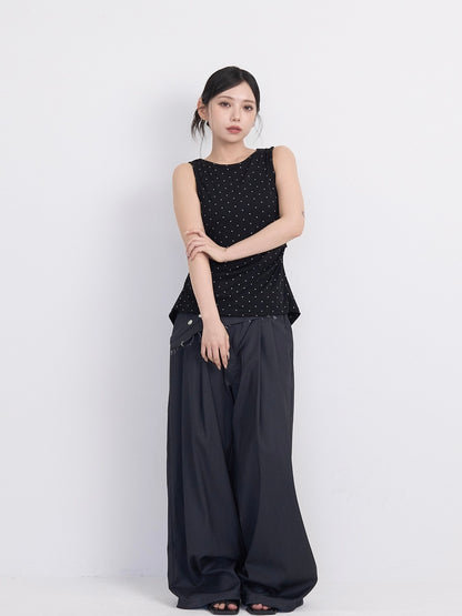 open back ribbon dot tops