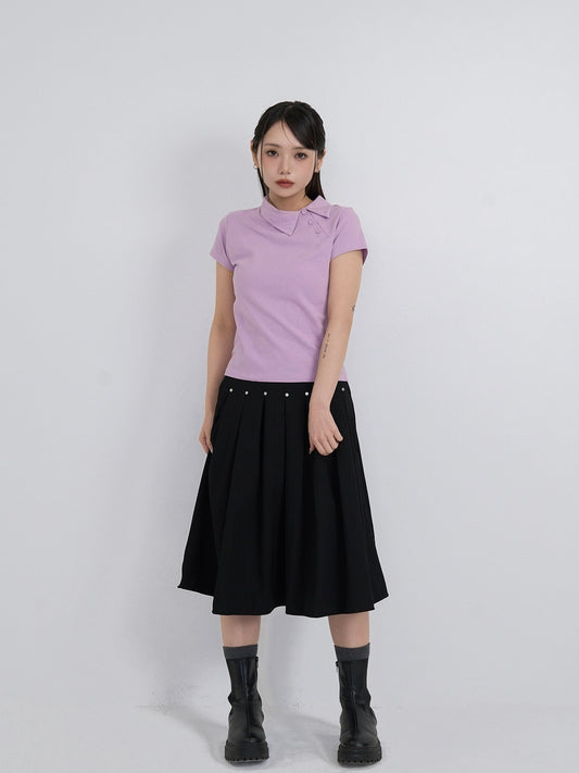 studs midi pleats skirt