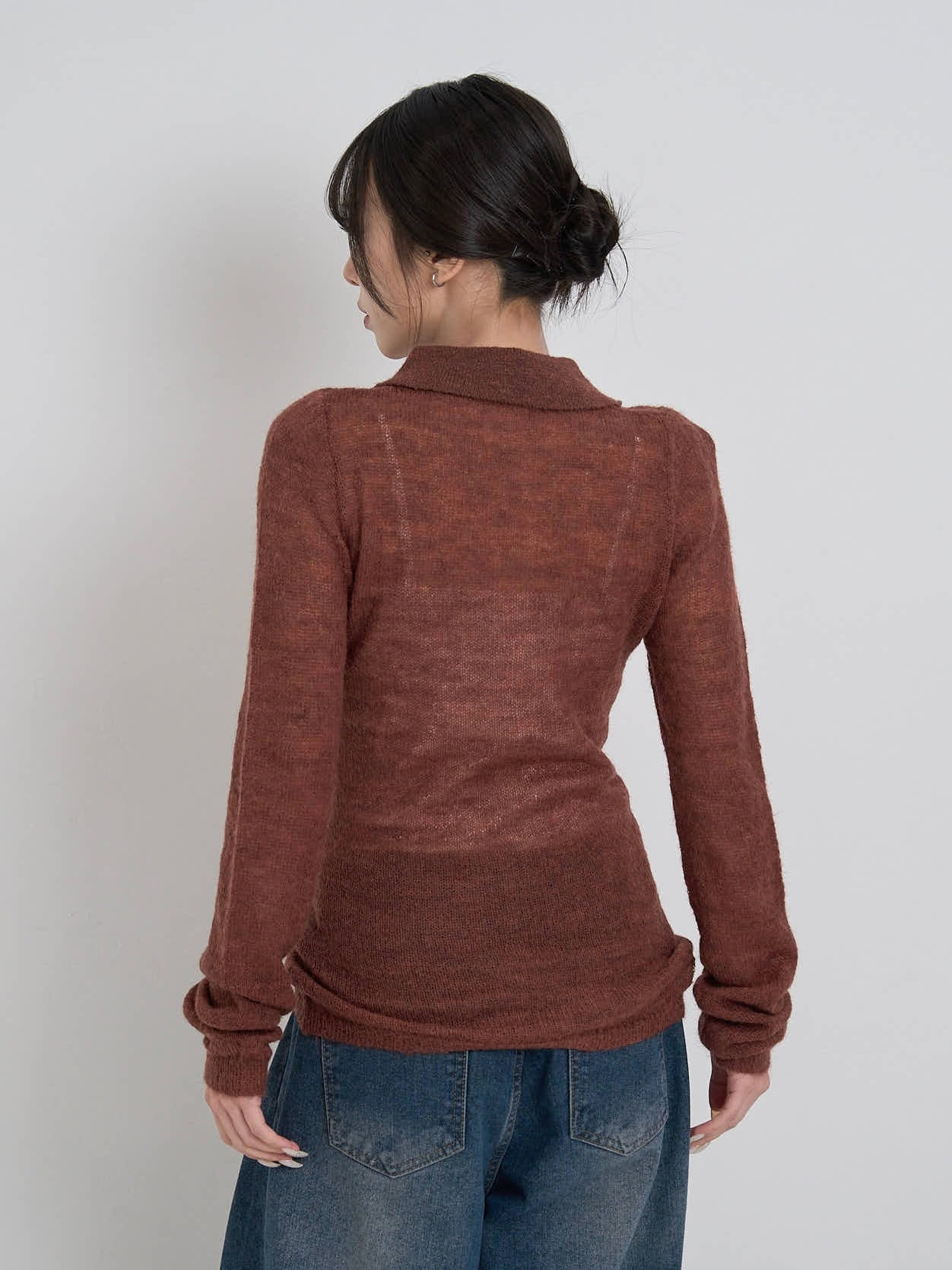 light sheer polo knit