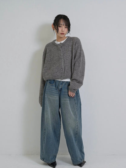 round neck cropped cardigan