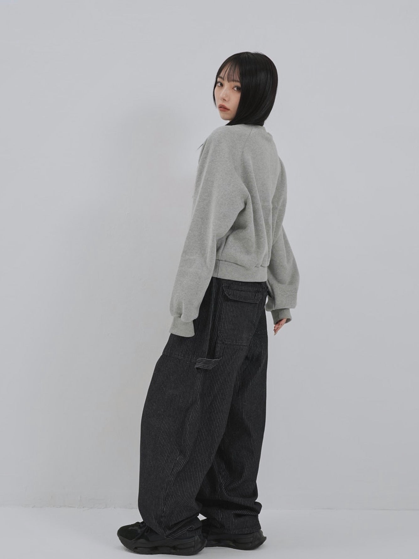 loose stripe wide pants