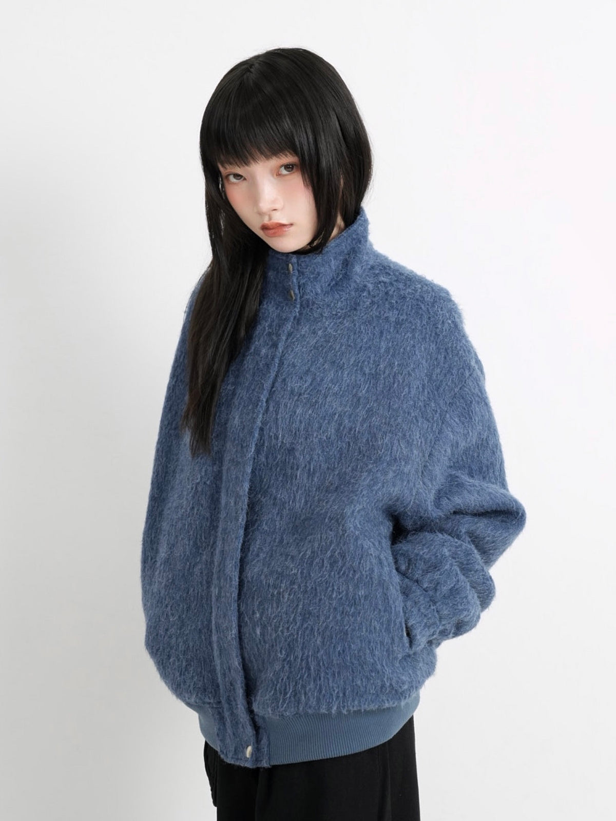 mohair snap blouson