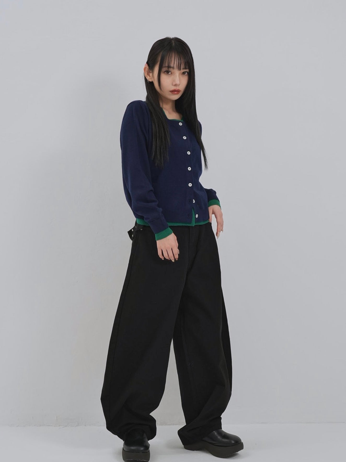 layered panel cardigan