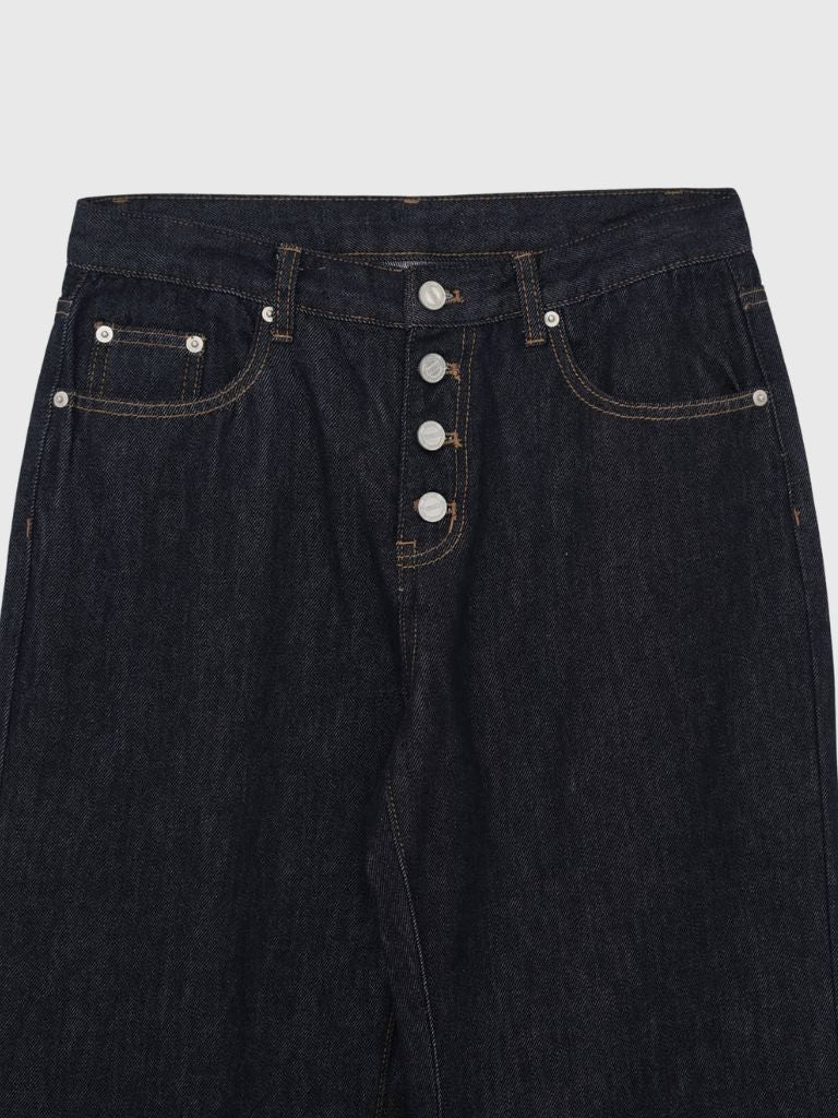 button line bootcut denim pants