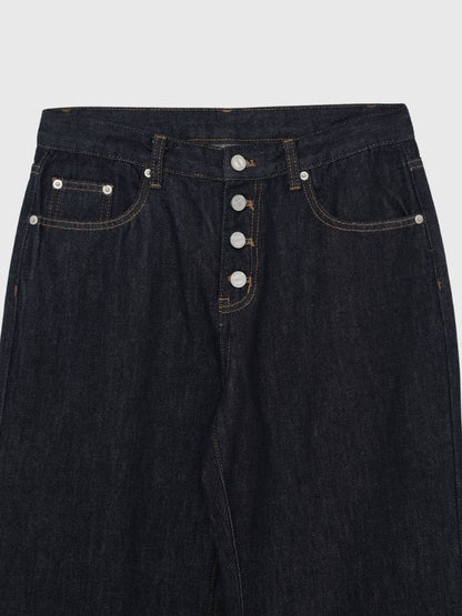 button line bootcut denim pants