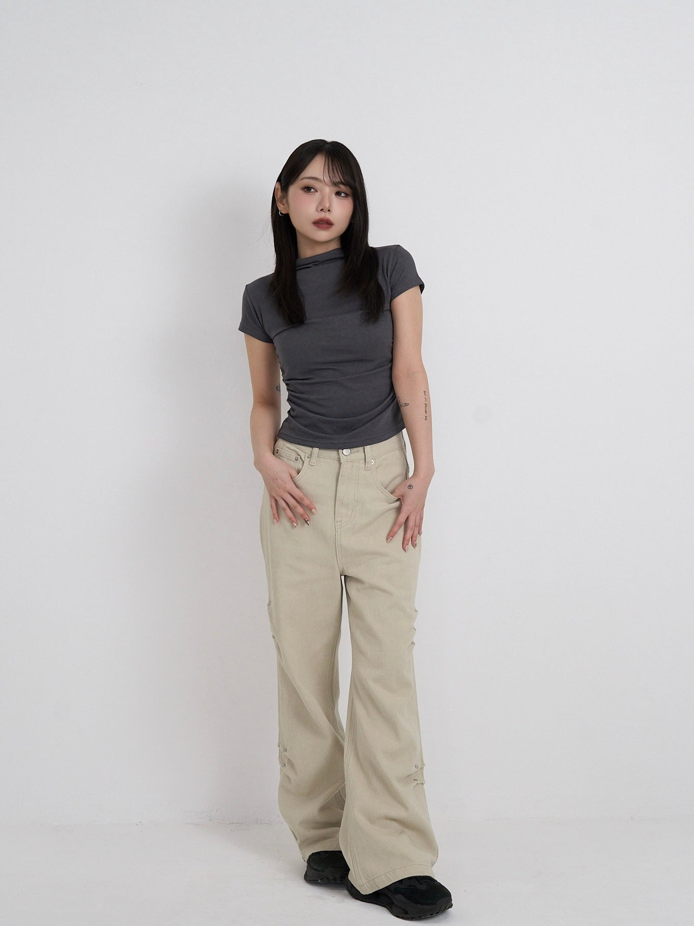 cotton side eyelet pants