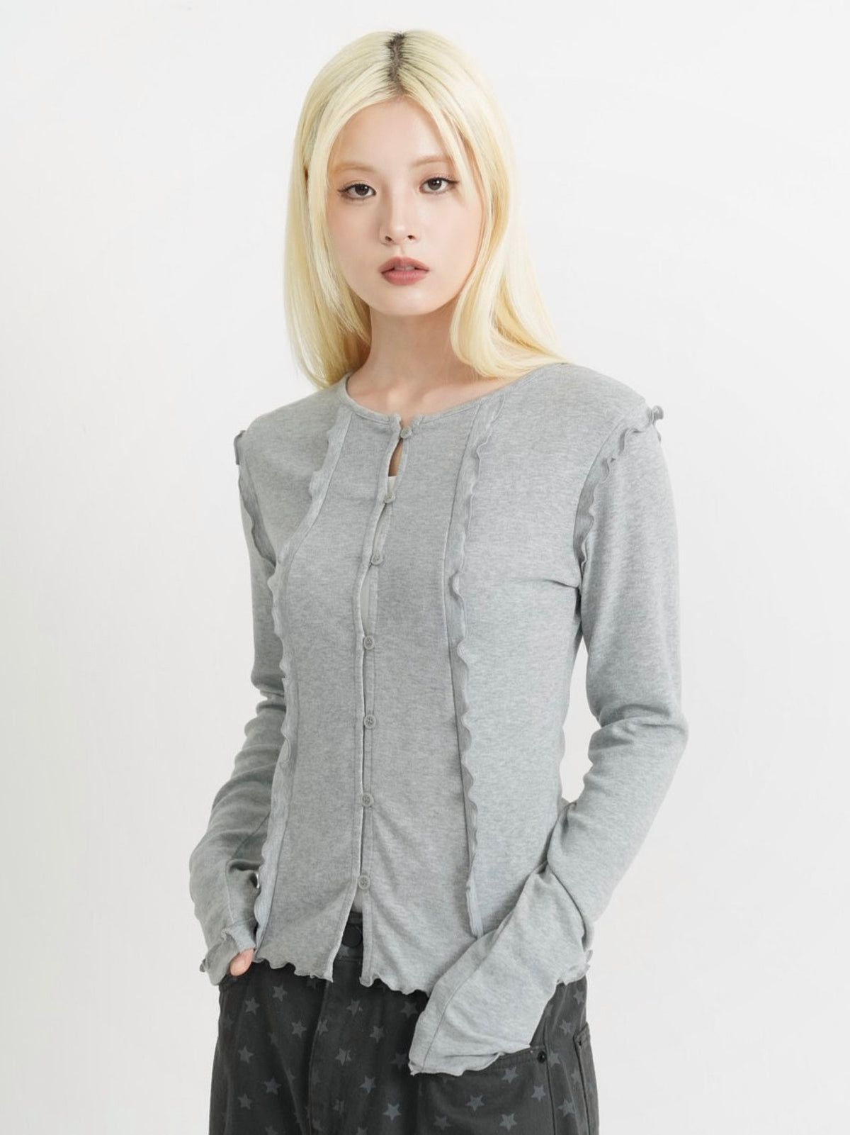 frill trim cardigan