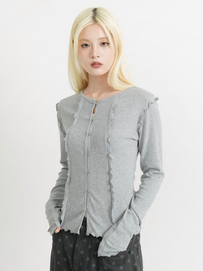 frill trim cardigan