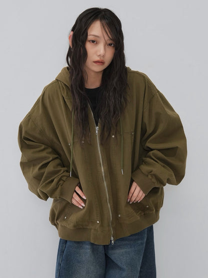 over pocket zip up hoodie