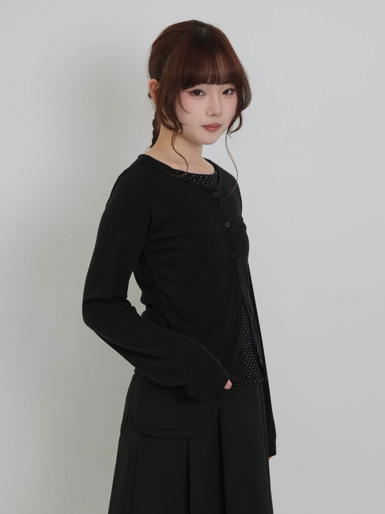 dot inner layered cardigan