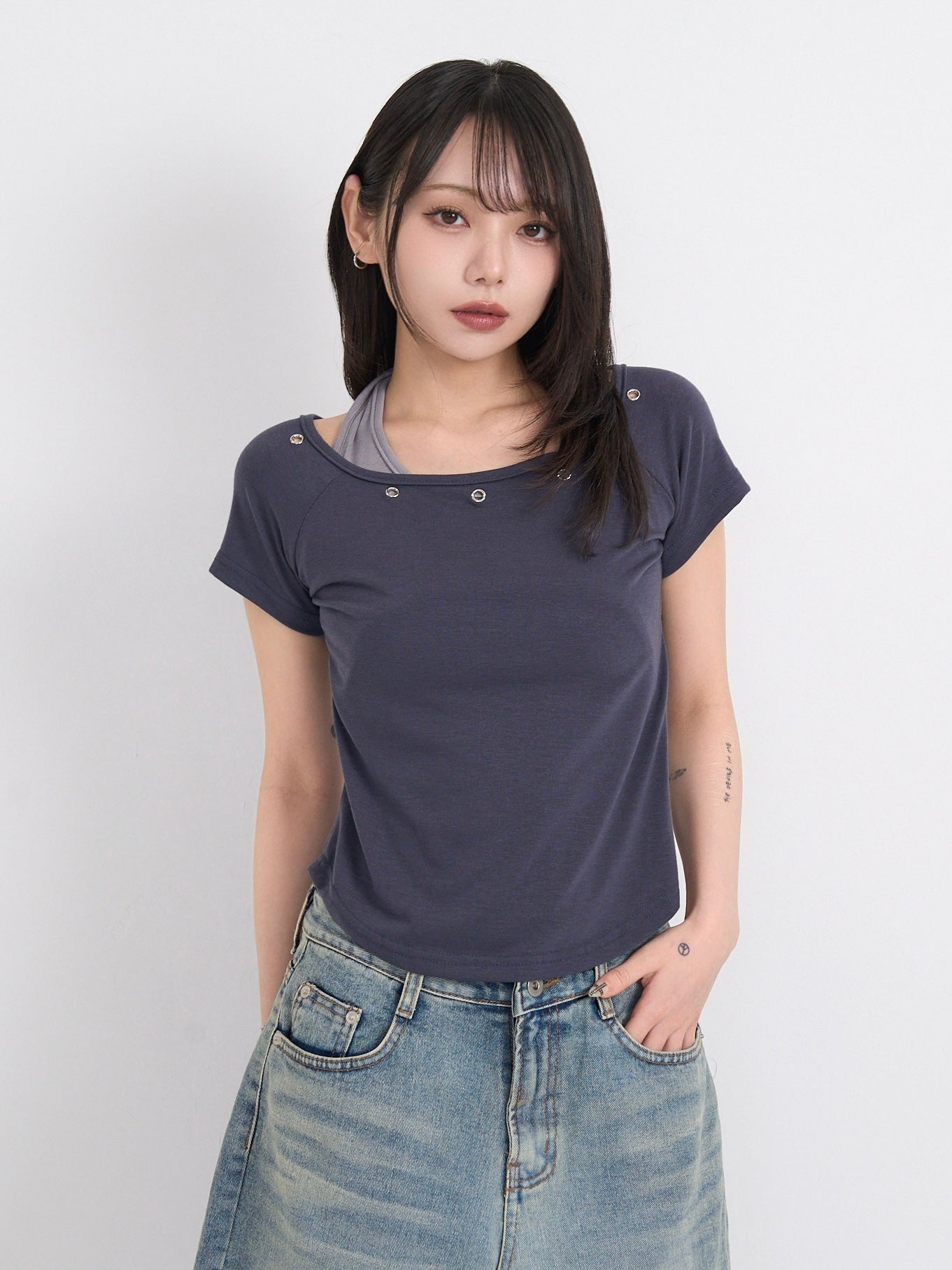 eyelet halter layered tops