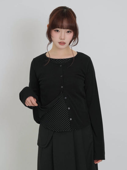 dot inner layered cardigan