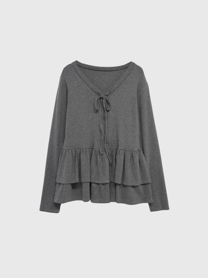 frill front ribbon cardigan