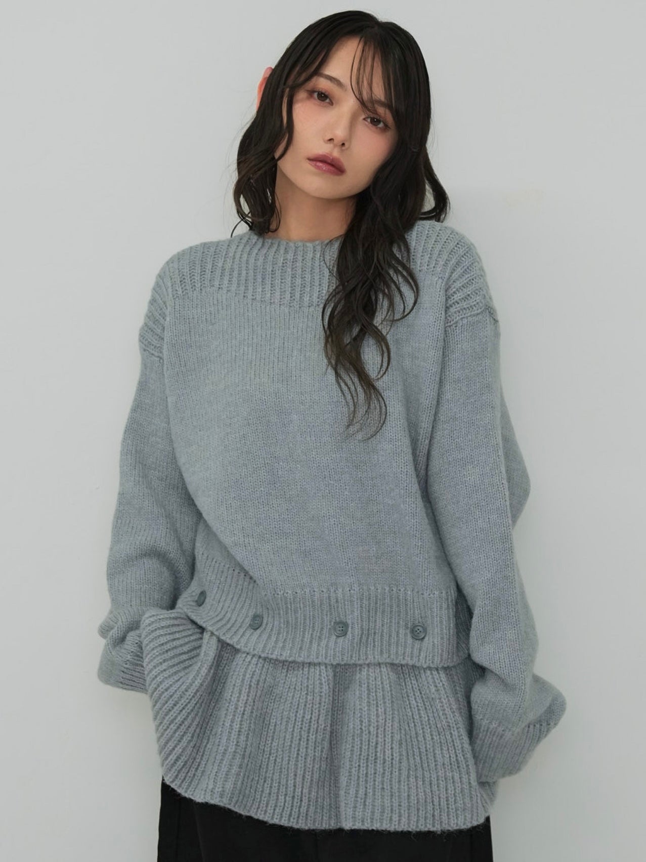 2way layered hem knit