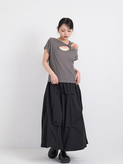 pintuck balloon skirt