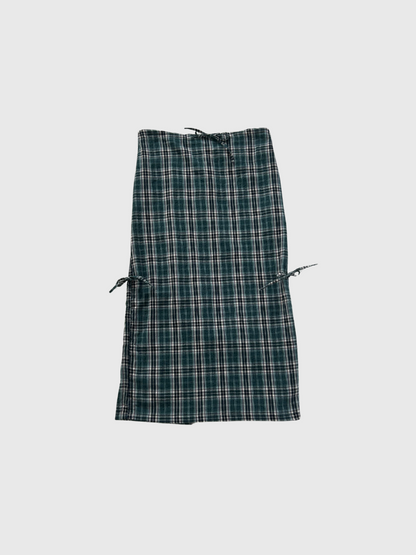 drawstring check skirt