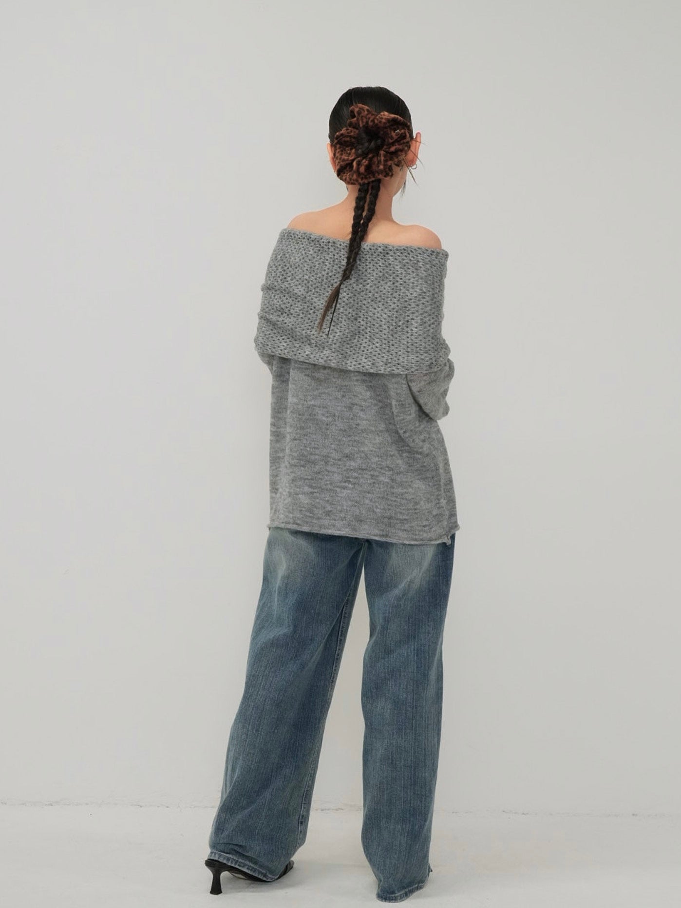 wool off shoulder knit