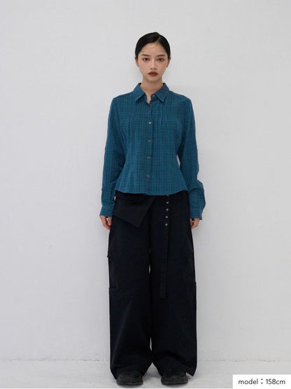 sleeve detail check shirt
