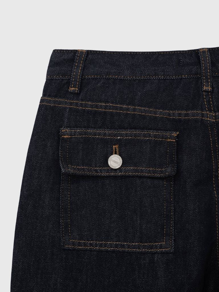 button line bootcut denim pants